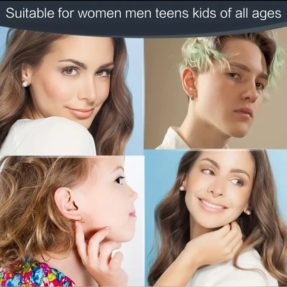 STAINLESS STEEL CZ self nose ear piercing set. Quick painless - Picture 2 of 13